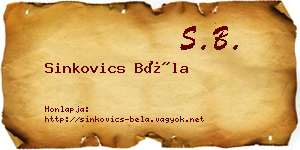Sinkovics Béla névjegykártya